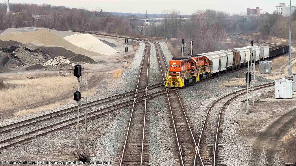 OHCR 2159 leads its train across the Center St. diamonds.